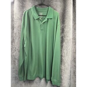 LL Bean Mens Traditional Fit Long Sleeve Polo Shirt Green 3XL REG‎ Cotton